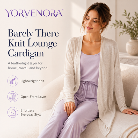 YORVENORA™ Barely There Knit Lounge Cardigan — Women’s Lightweight Open Front Sweater & Home Layer