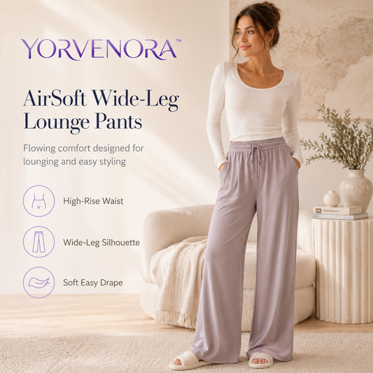 YORVENORA™ AirSoft Wide-Leg Lounge Pants — Women’s High-Waist Relaxed Sleep & Casual Pants